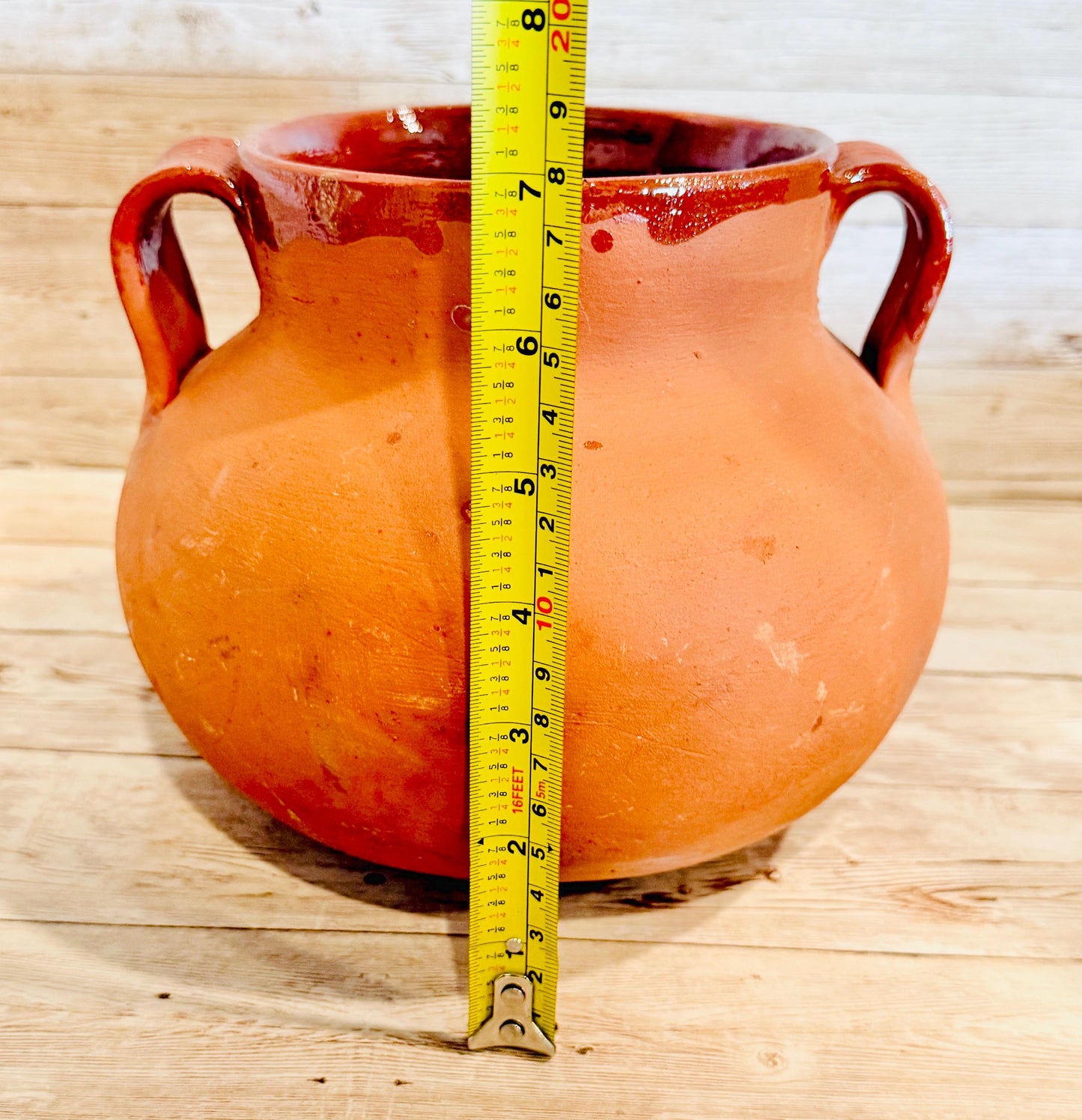 Mexican 3 Liter Terra Cota Pot With 2 Cups and 2 Plates Olla de Barro Mexicana de 3 Litros con 2 Tazas y 2 Platos de Barro