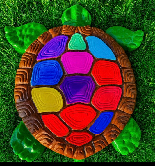 Handmade Colorful Concrete Garden Turtle Stepping Stone Garden Pathway Outdoor Yard Decoration Cement Paver for Lawn Patio Choose Your Color