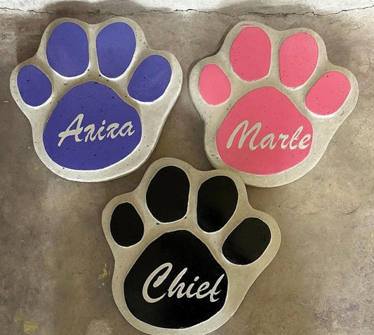 Handmade Painted Garden Paw Stepping Stone Garden Pathway Outdoor Yard Decoration Cement Paver Lawn and Patio Ornament Choose Your Colors