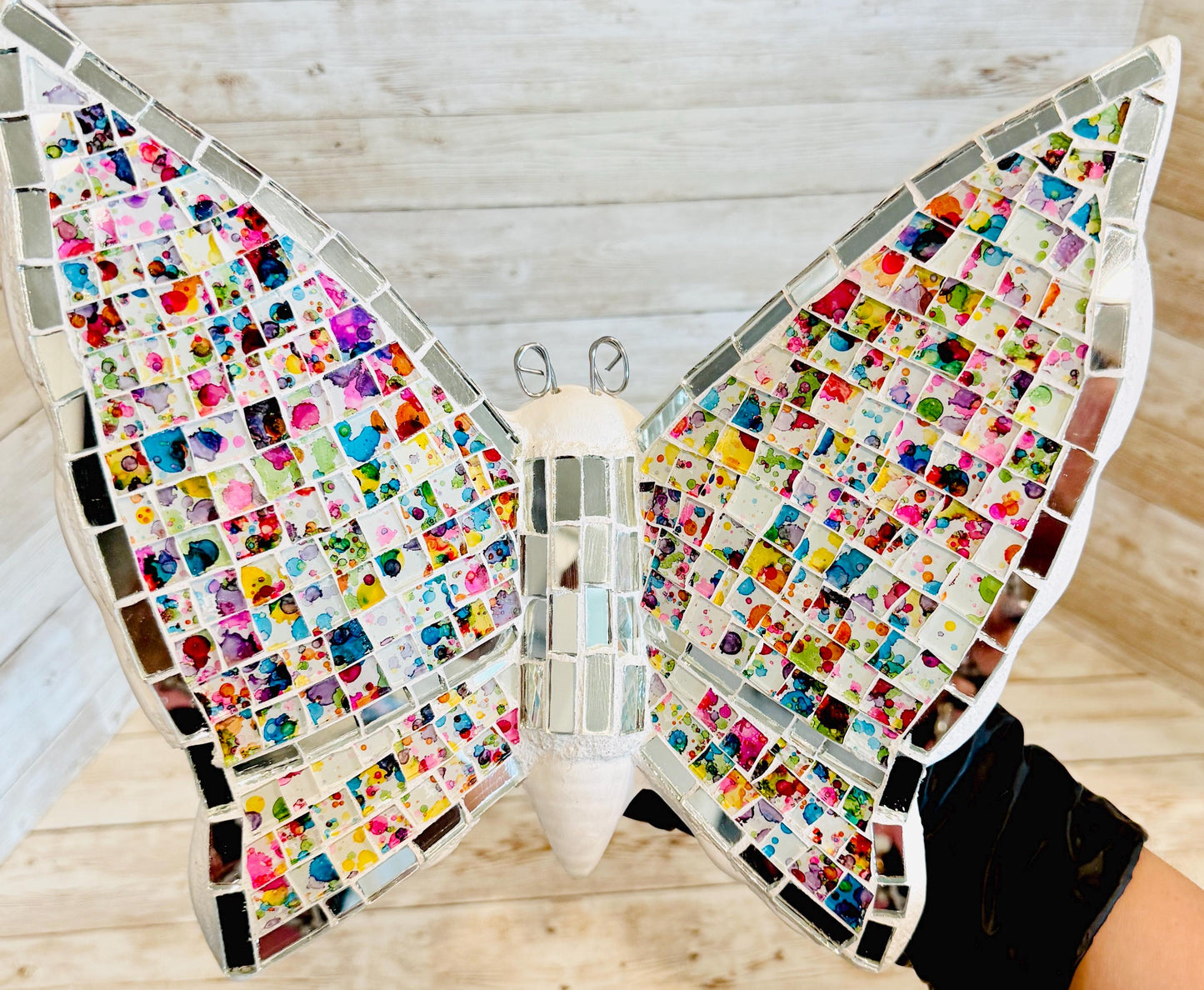 2 Handmade Mosaic Butterfly Wallart Decoration 2 Mariposas de Mosaico Mexicana Decoración para Hogar y Jardin