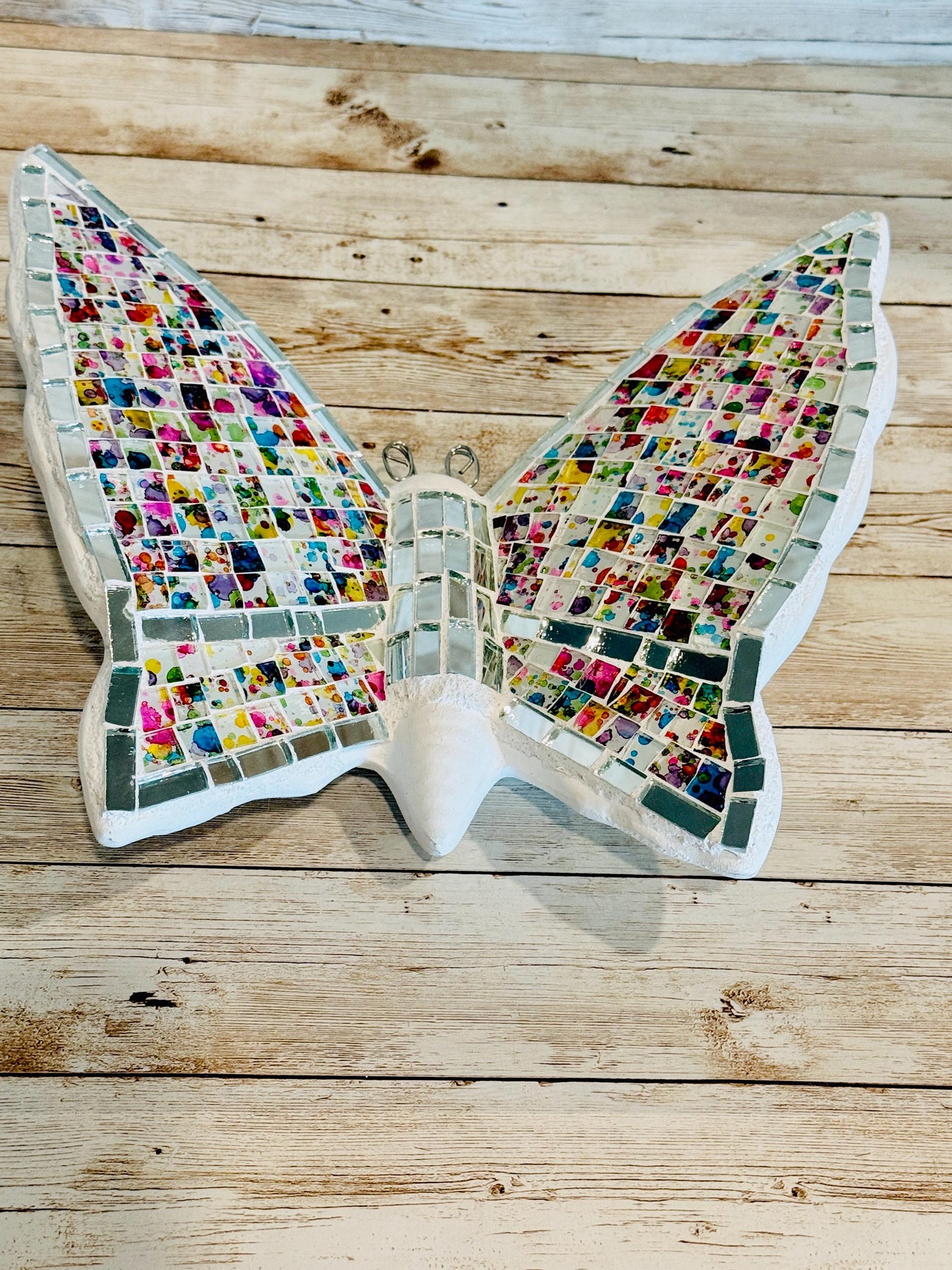 2 Handmade Mosaic Butterfly Wallart Decoration 2 Mariposas de Mosaico Mexicana Decoración para Hogar y Jardin