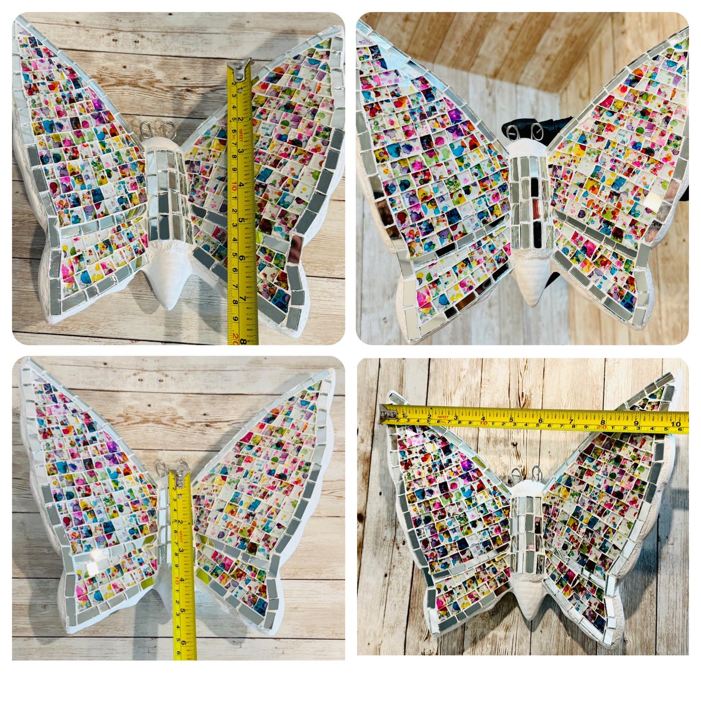 2 Handmade Mosaic Butterfly Wallart Decoration 2 Mariposas de Mosaico Mexicana Decoración para Hogar y Jardin