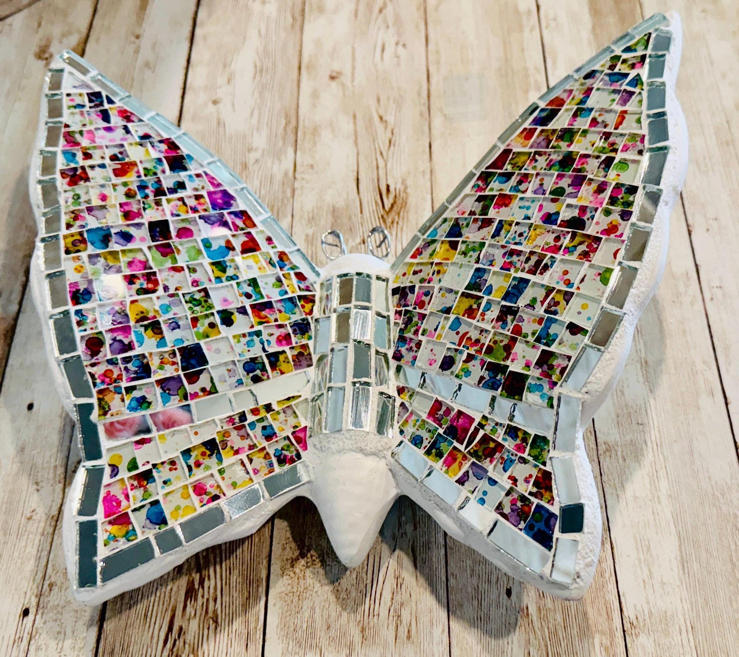 2 Handmade Mosaic Butterfly Wallart Decoration 2 Mariposas de Mosaico Mexicana Decoración para Hogar y Jardin