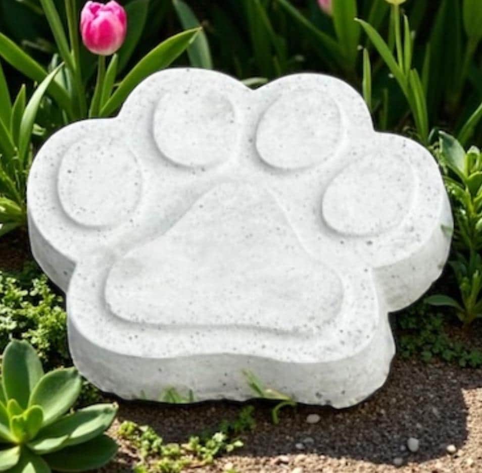 Bundle Set of 2 Garden Paws Stepping Stone Garden Pathway Stepping Stone Outdoor Yard Decoration Cement Paver Lawn and Patio Ornament