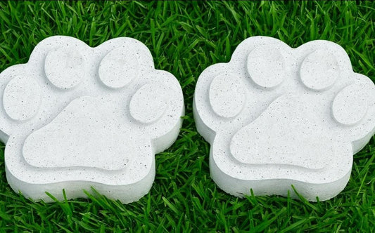 Bundle Set of 2 Garden Paws Stepping Stone Garden Pathway Stepping Stone Outdoor Yard Decoration Cement Paver Lawn and Patio Ornament