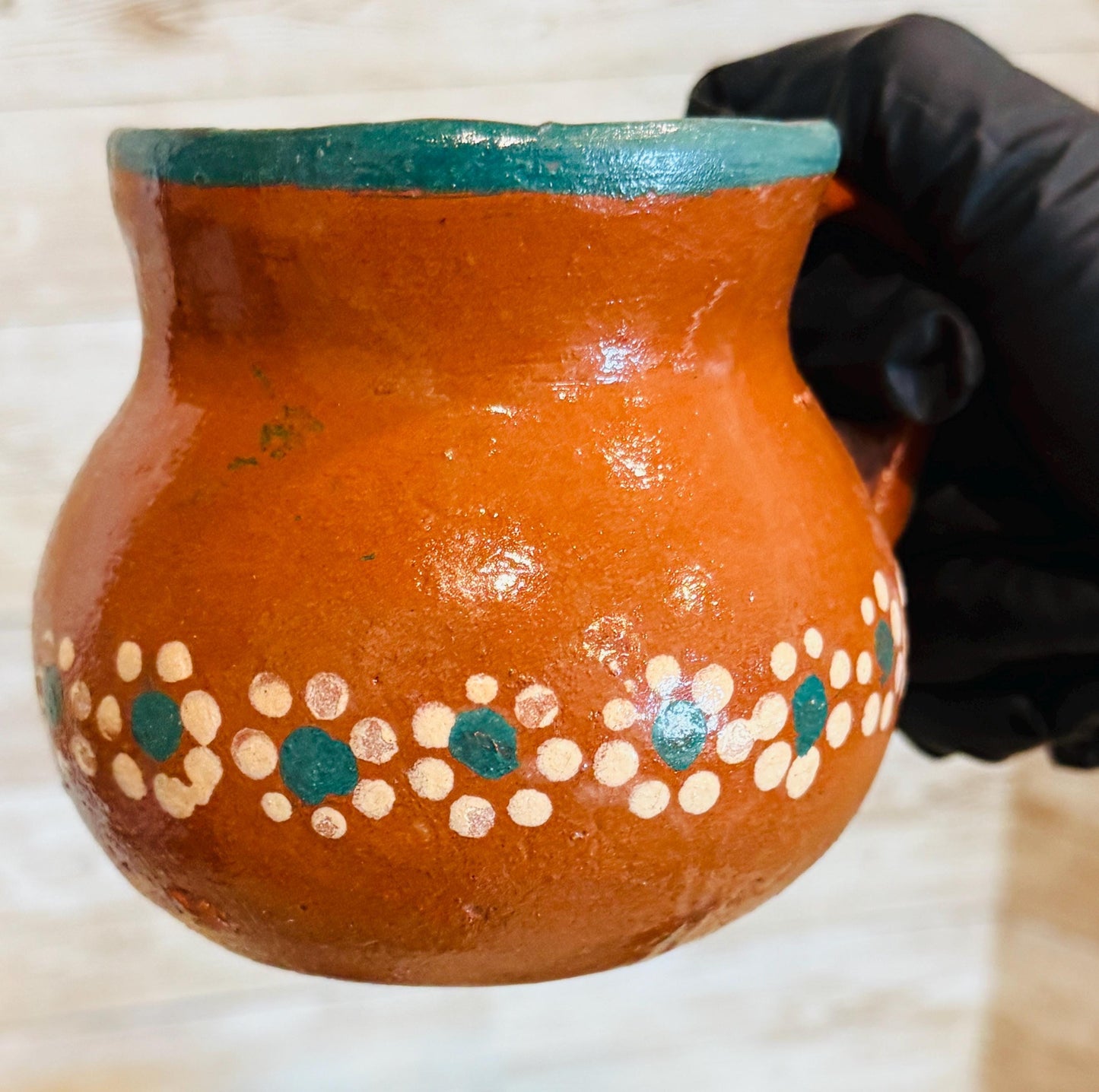 Mexican Terra Cota Pottery Coffee Cups Tazas de Barro Mexicano