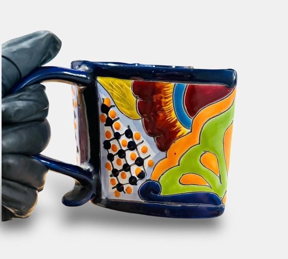 Mexican Talavera Heart Shaped Cup Taza de Talavera Mexicana de Forma en Corazon