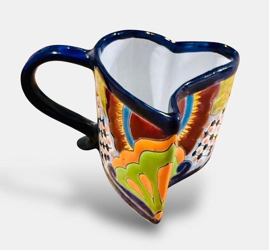 Mexican Talavera Heart Shaped Cup Taza de Talavera Mexicana de Forma en Corazon