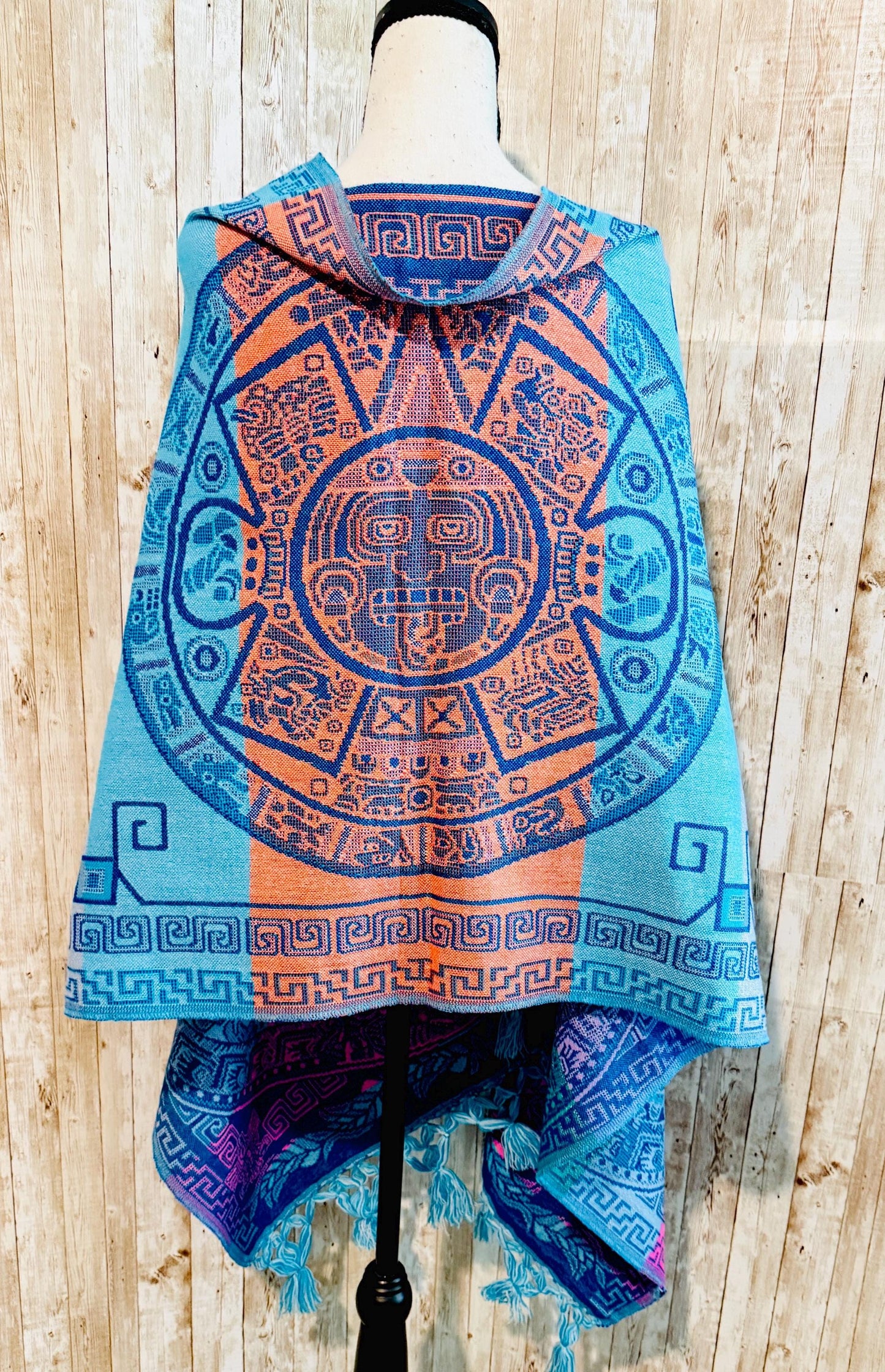 Mexican Aztec Calendar Shawl Reboso Mexicano de Calendario Azteca