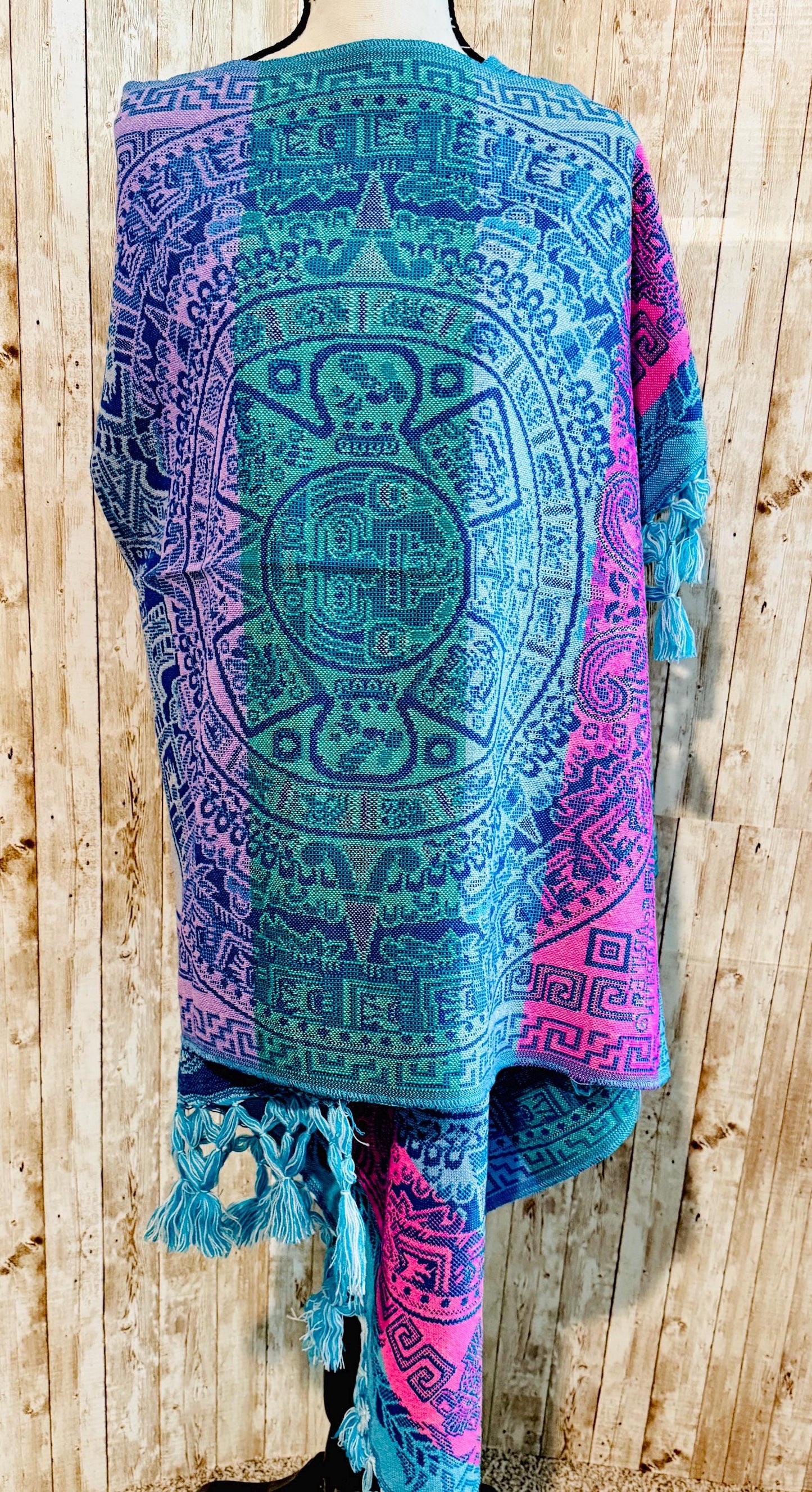 Mexican Aztec Calendar Shawl Reboso Mexicano de Calendario Azteca
