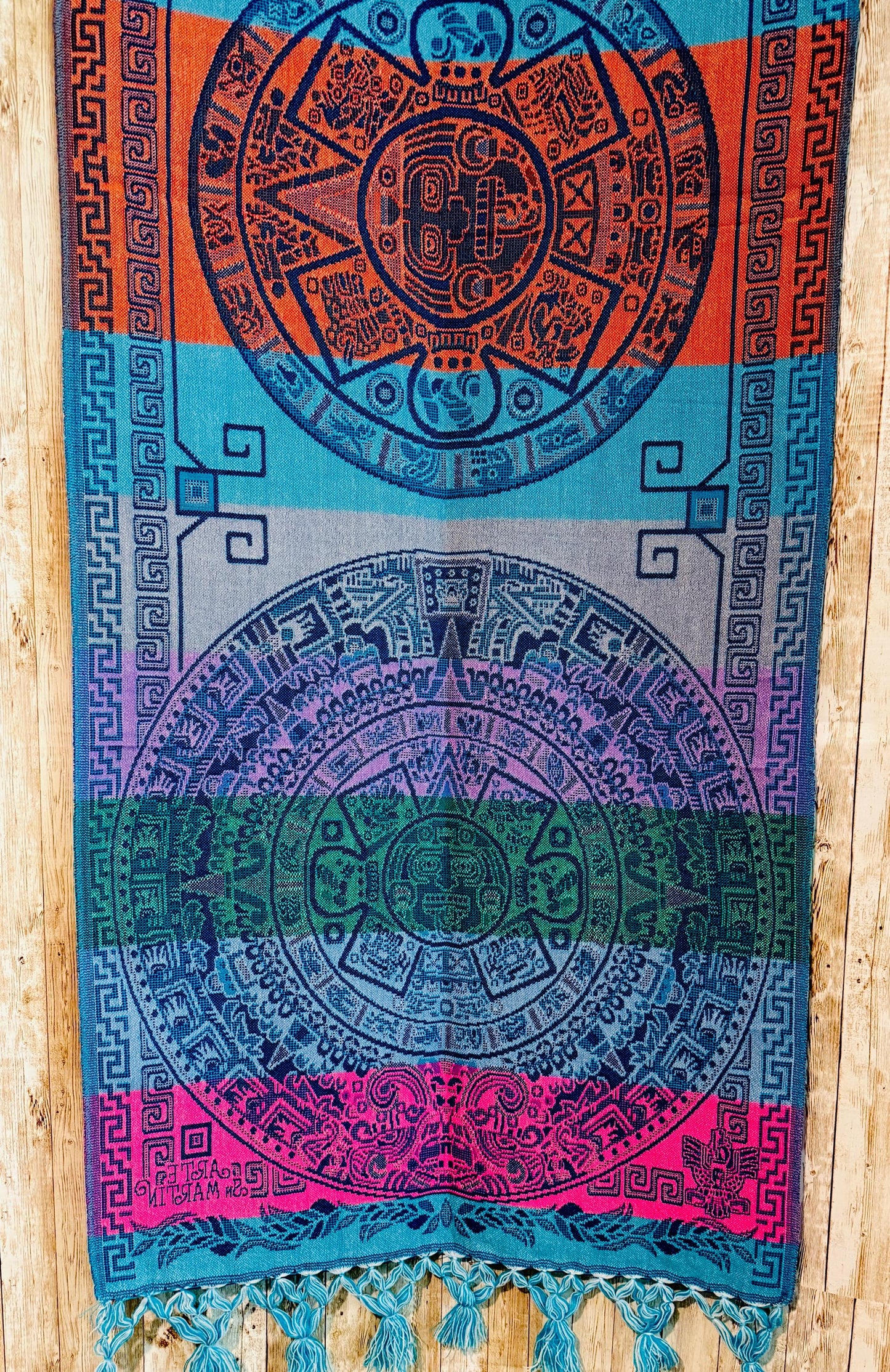 Mexican Aztec Calendar Shawl Reboso Mexicano de Calendario Azteca