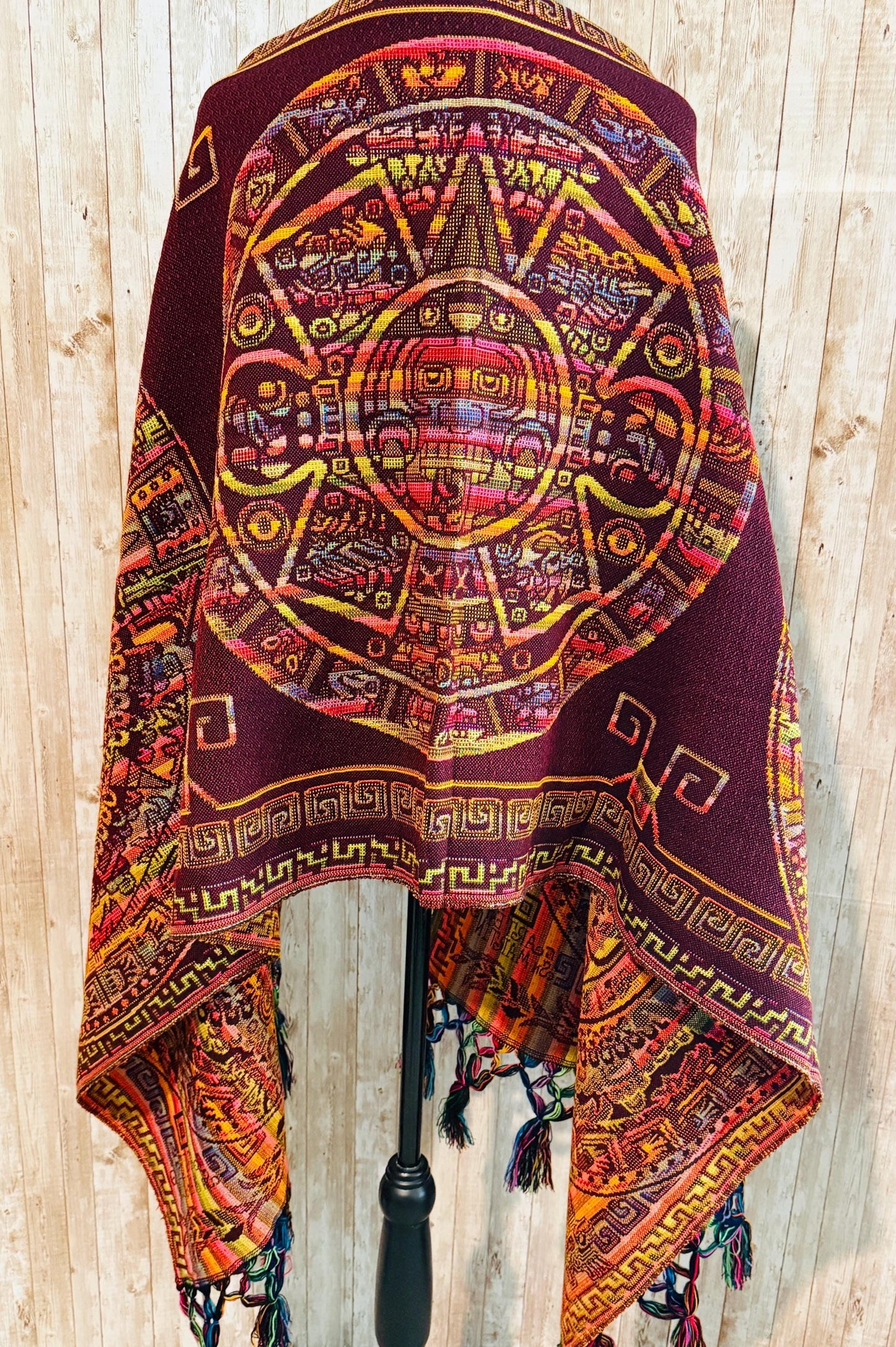 Mexican Aztec Calendar Shawl Reboso Mexicano de Calendario Azteca