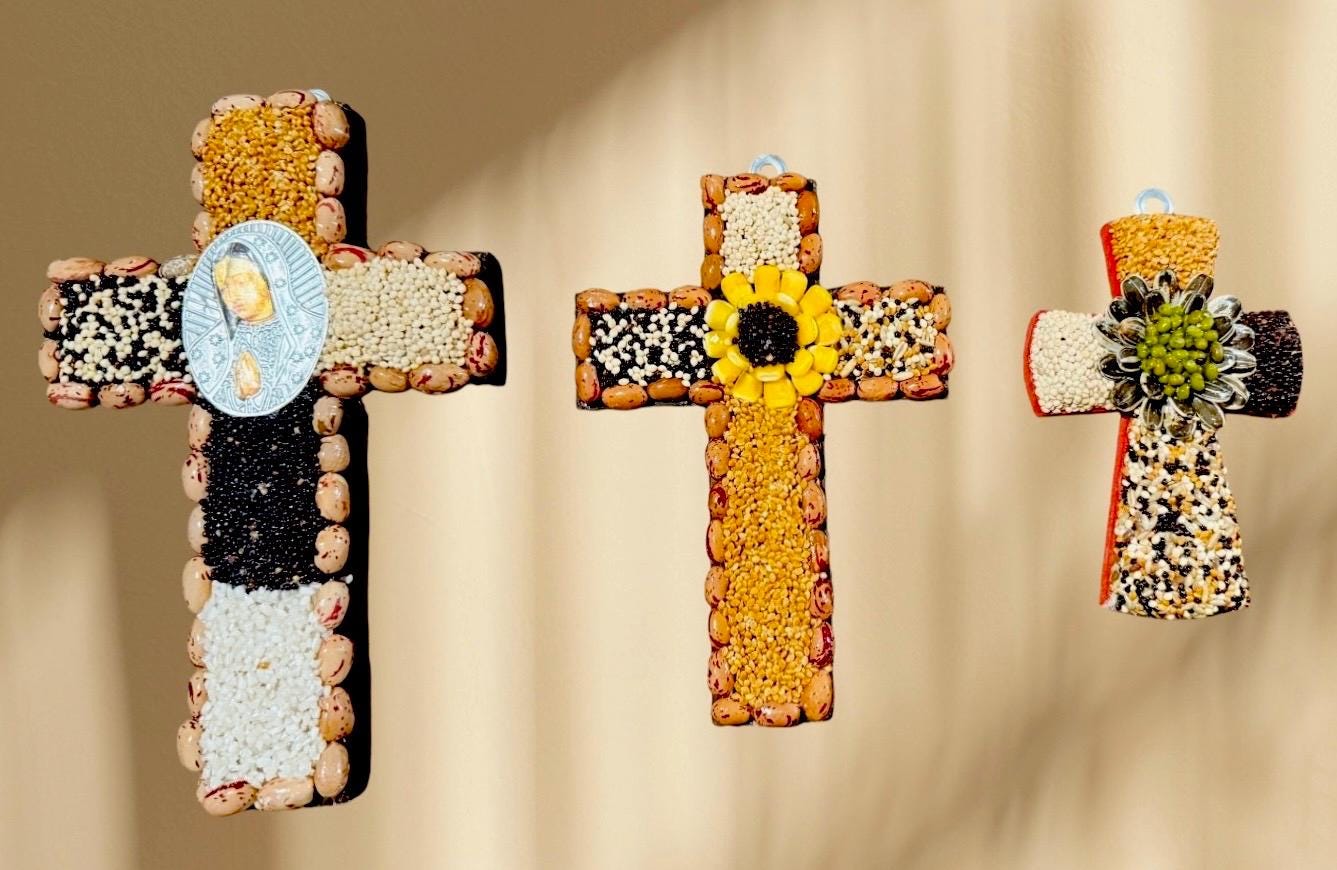 3x Mexican Abundance Prosperity Seed Crosses Mexican Spiritual Art 3 Cruzes Mexicanas para Abundancia Prosperidad