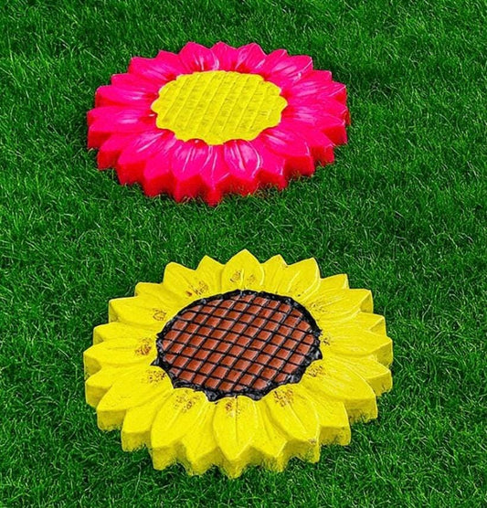 Handmade Colorful Concrete Garden Sunflower Stepping Stone Garden Pathway Outdoor Yard Decoration Cement Paver for Lawn Patio Choose Your Co