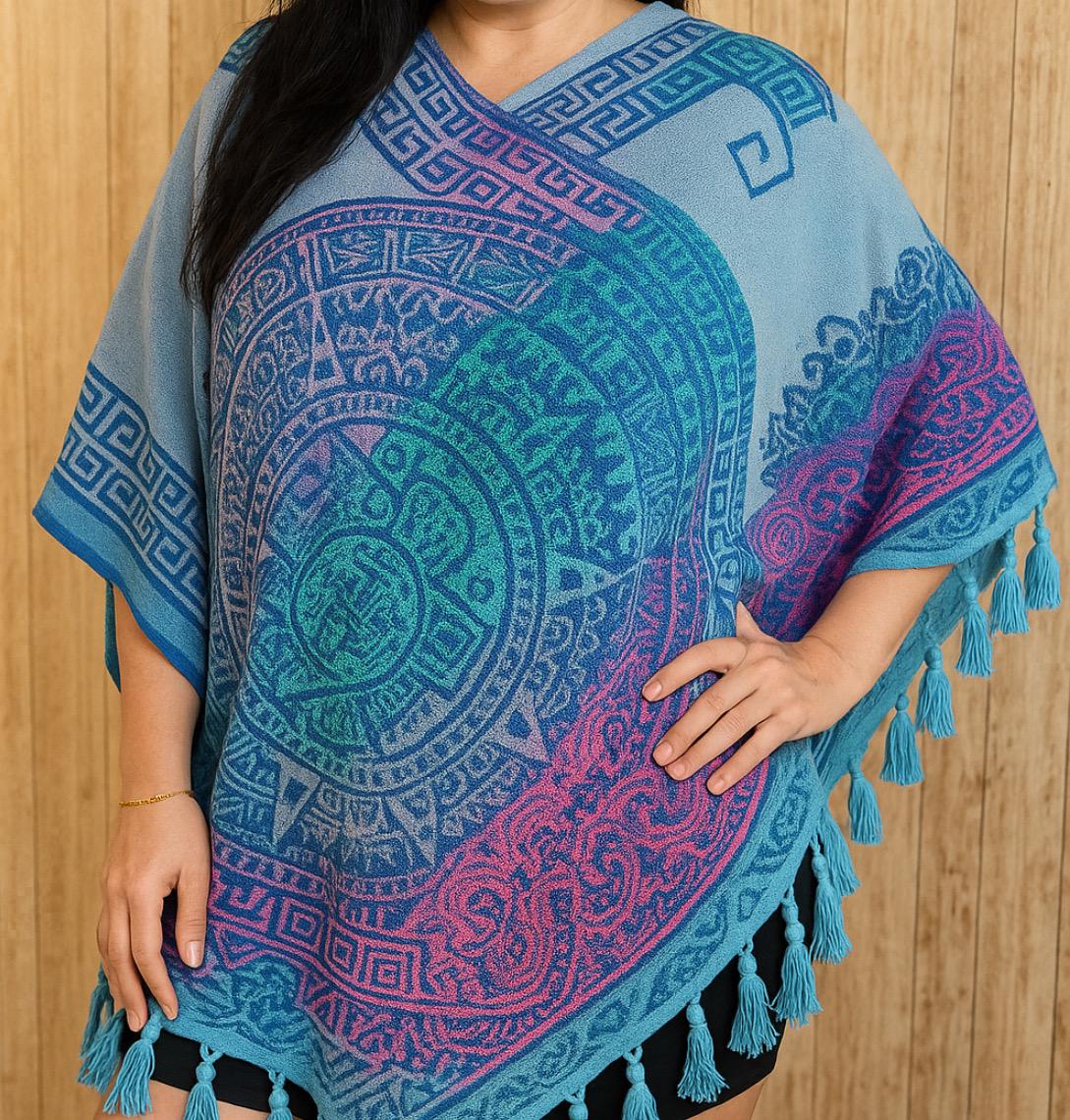 Mexican Aztec Calendar Shawl Reboso Mexicano de Calendario Azteca