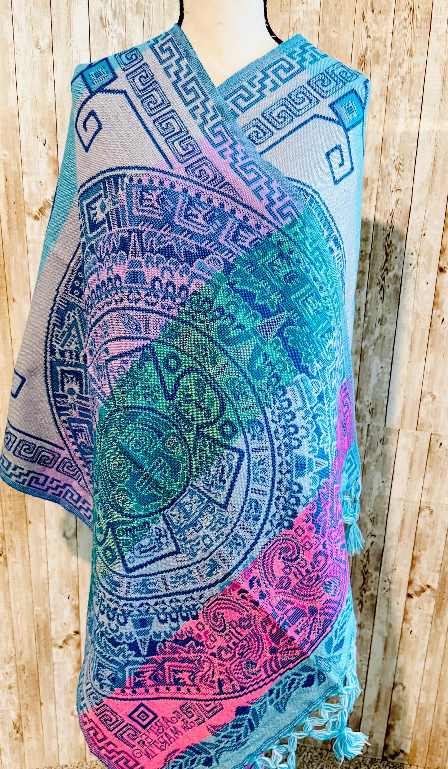 Mexican Aztec Calendar Shawl Reboso Mexicano de Calendario Azteca