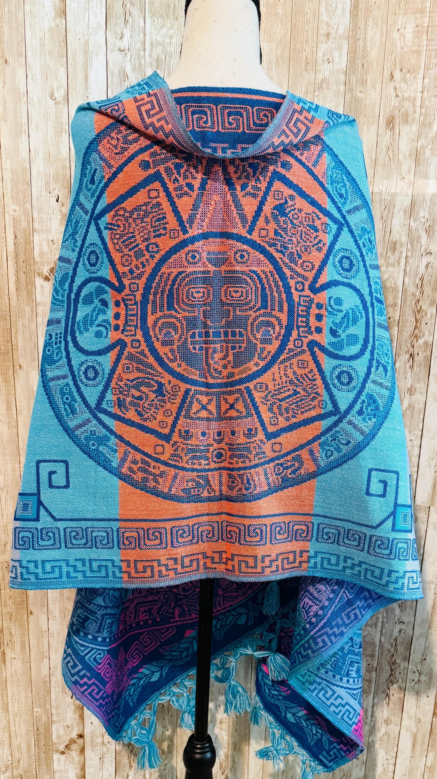 Mexican Aztec Calendar Shawl Reboso Mexicano de Calendario Azteca
