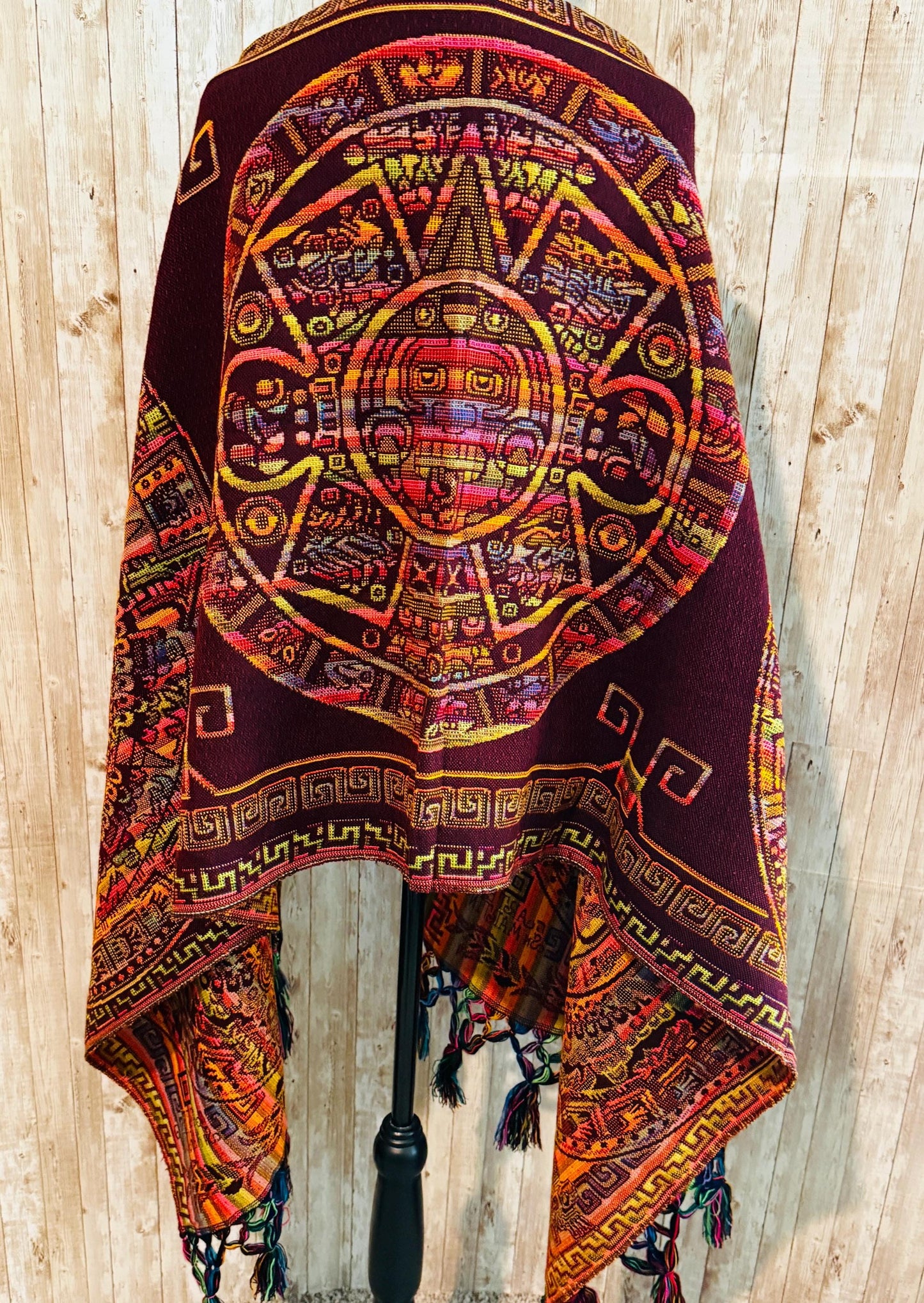 Mexican Aztec Calendar Shawl Reboso Mexicano de Calendario Azteca