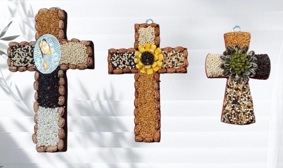 3x Mexican Abundance Prosperity Seed Crosses Mexican Spiritual Art 3 Cruzes Mexicanas para Abundancia Prosperidad