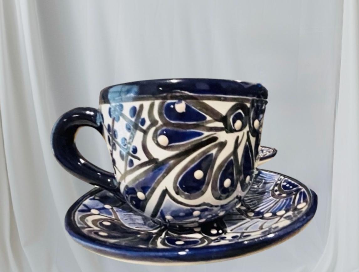 Mexican Talavera Tea Coffee Set Drinkware With 6  Mugs Sugar Bowl Talavera Mexicana de Cafe/Te con Tazas Platos Azucarera y Tetera