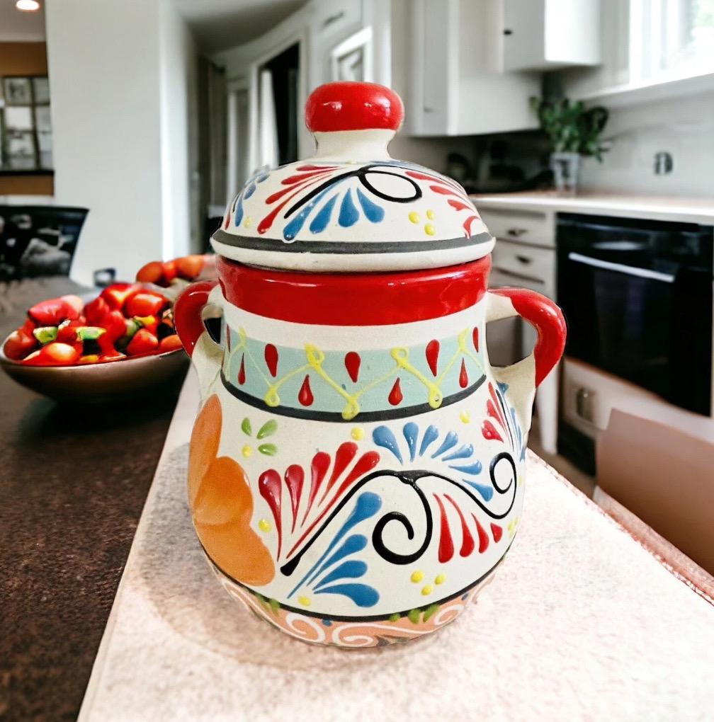 Olla de Barro Frijolera con Tapa Clay Pot with lid Fits Up To 1 Kg Terracota Pot