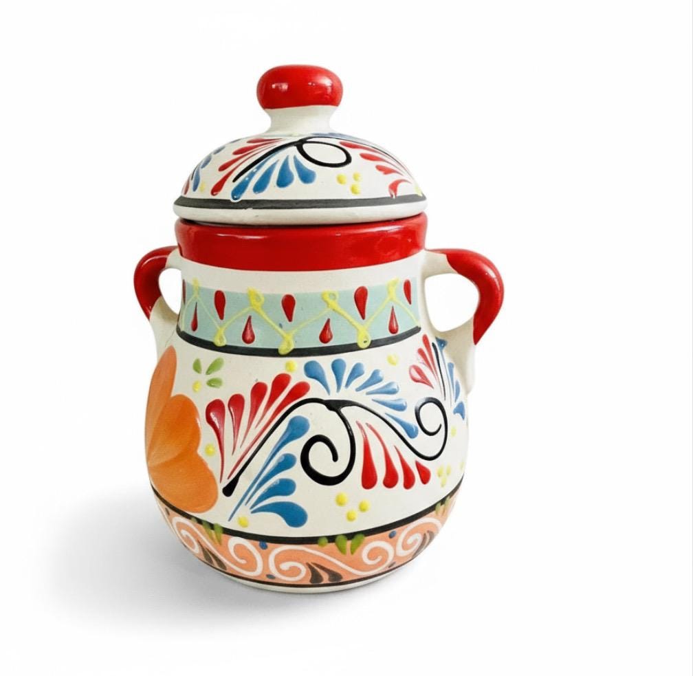 Olla de Barro Frijolera con Tapa Clay Pot with lid Fits Up To 1 Kg Terracota Pot