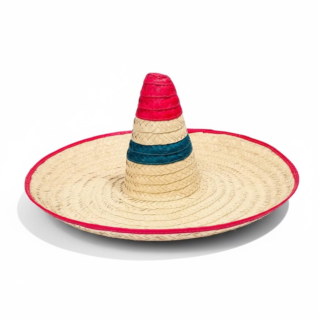Mexican Extra Large Brim Straw Hat Sombrero Extra Grande Tradicional Mexicano de Palma