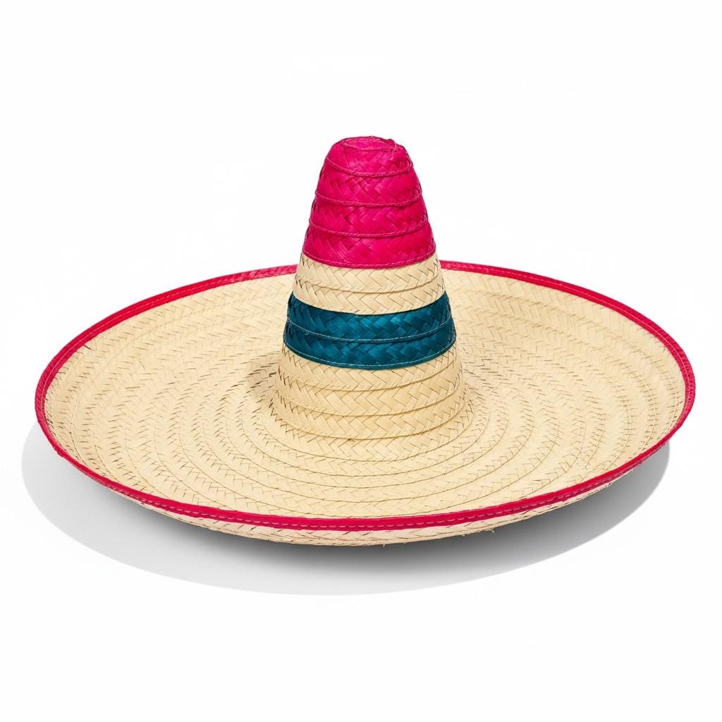 Mexican Extra Large Brim Straw Hat Sombrero Extra Grande Tradicional Mexicano de Palma