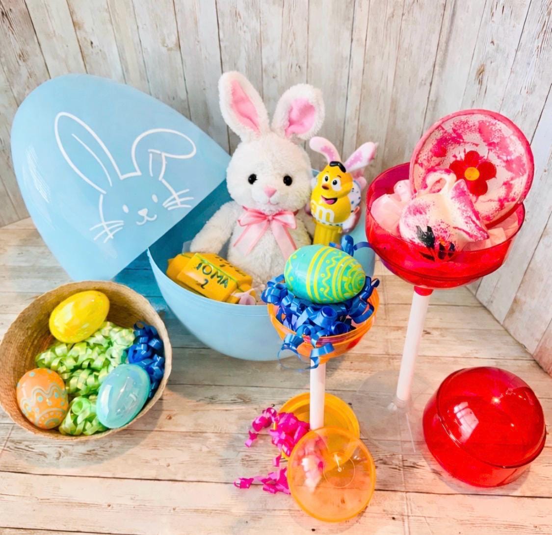 Personalized Large Easter Egg Candy/Gift Holder Basket with Lollipop Treat Containers Dulcero Personalizado de Pascua  Centro de Mesa