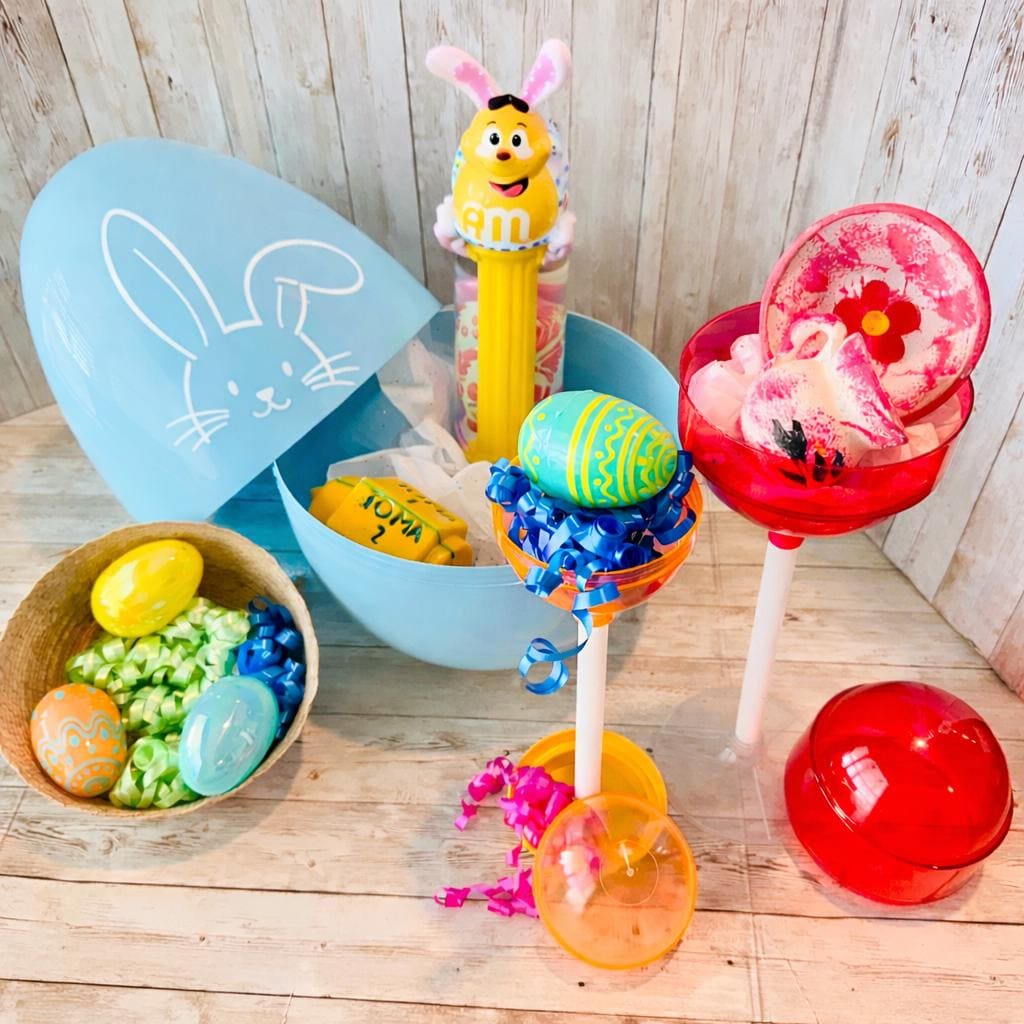 Personalized Large Easter Egg Candy/Gift Holder Basket with Lollipop Treat Containers Dulcero Personalizado de Pascua  Centro de Mesa