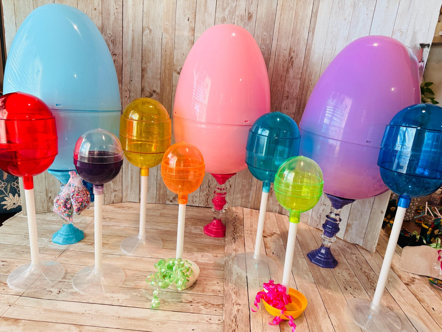 Personalized Large Easter Egg Candy/Gift Holder Basket with Lollipop Treat Containers Dulcero Personalizado de Pascua  Centro de Mesa