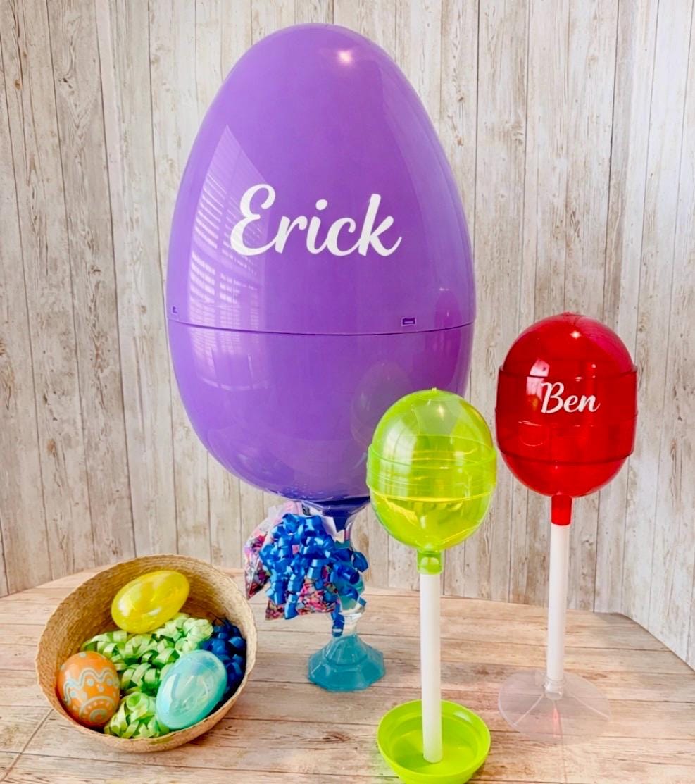 Personalized Large Easter Egg Candy/Gift Holder Basket with Lollipop Treat Containers Dulcero Personalizado de Pascua  Centro de Mesa