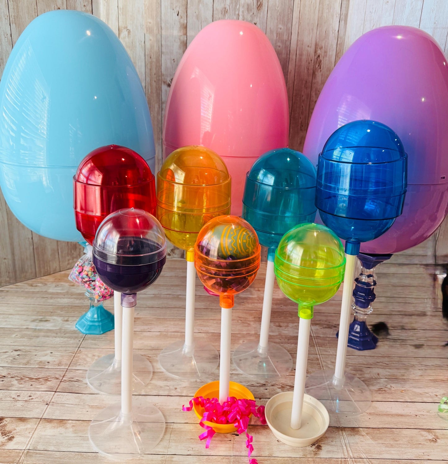 Personalized Large Easter Egg Candy/Gift Holder Basket with Lollipop Treat Containers Dulcero Personalizado de Pascua  Centro de Mesa