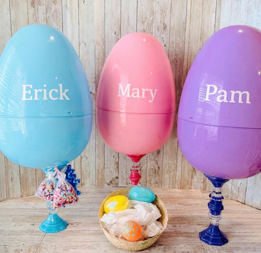 Personalized Large Easter Egg Candy/Gift Holder Basket with Stand Set de Pascua Personalizado con Nombre