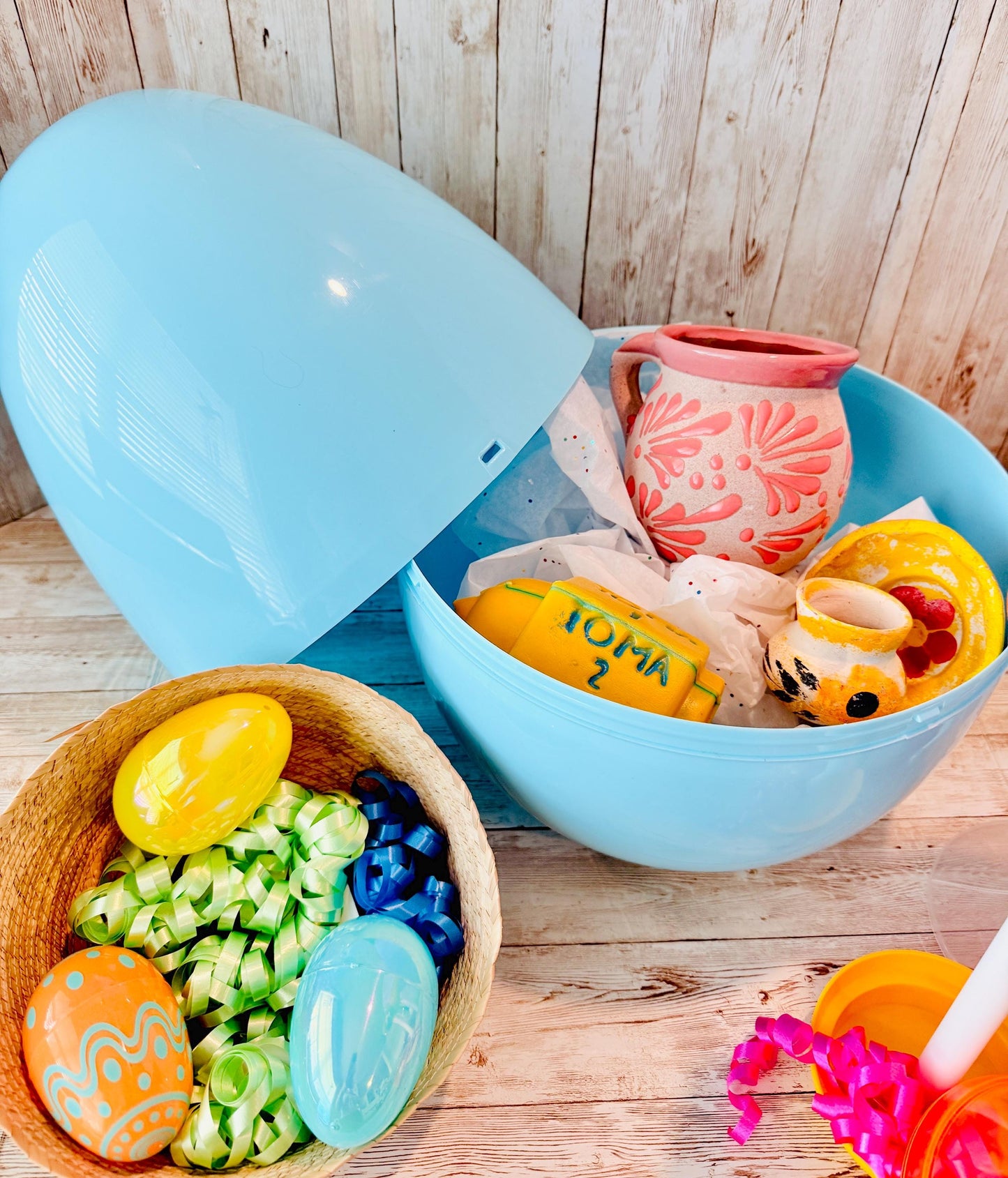 Personalized Large Easter Egg Candy/Gift Holder Basket with Stand Set de Pascua Personalizado con Nombre