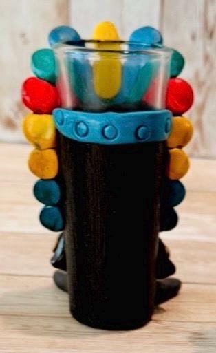 3 Mexican Ceramic Handcrafted Aztec Mayan Warrior Shot Glasses 3 Vasos Tequilero Mexicanos de Azteca Maya