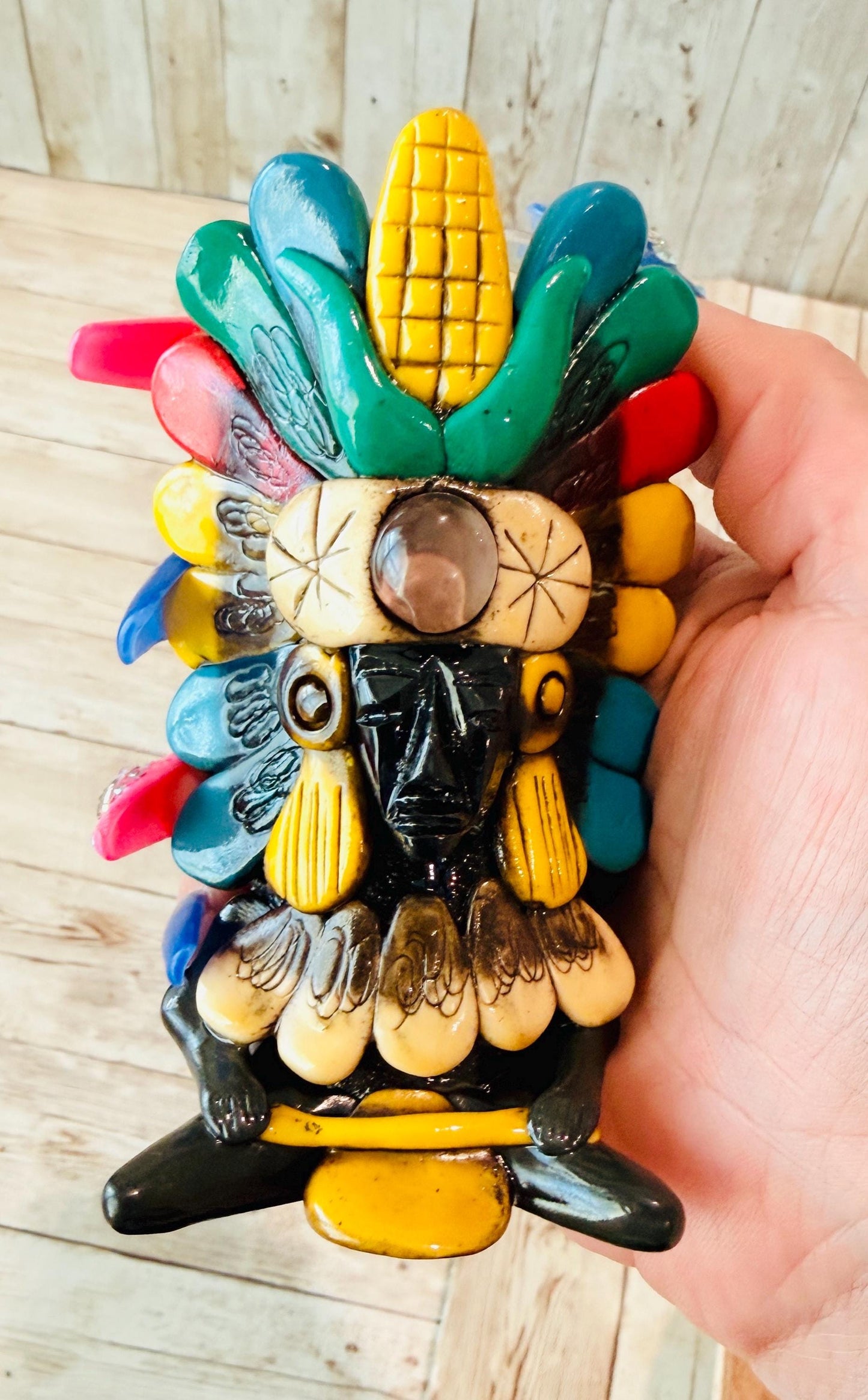 3 Mexican Ceramic Handcrafted Aztec Mayan Warrior Shot Glasses 3 Vasos Tequilero Mexicanos de Azteca Maya