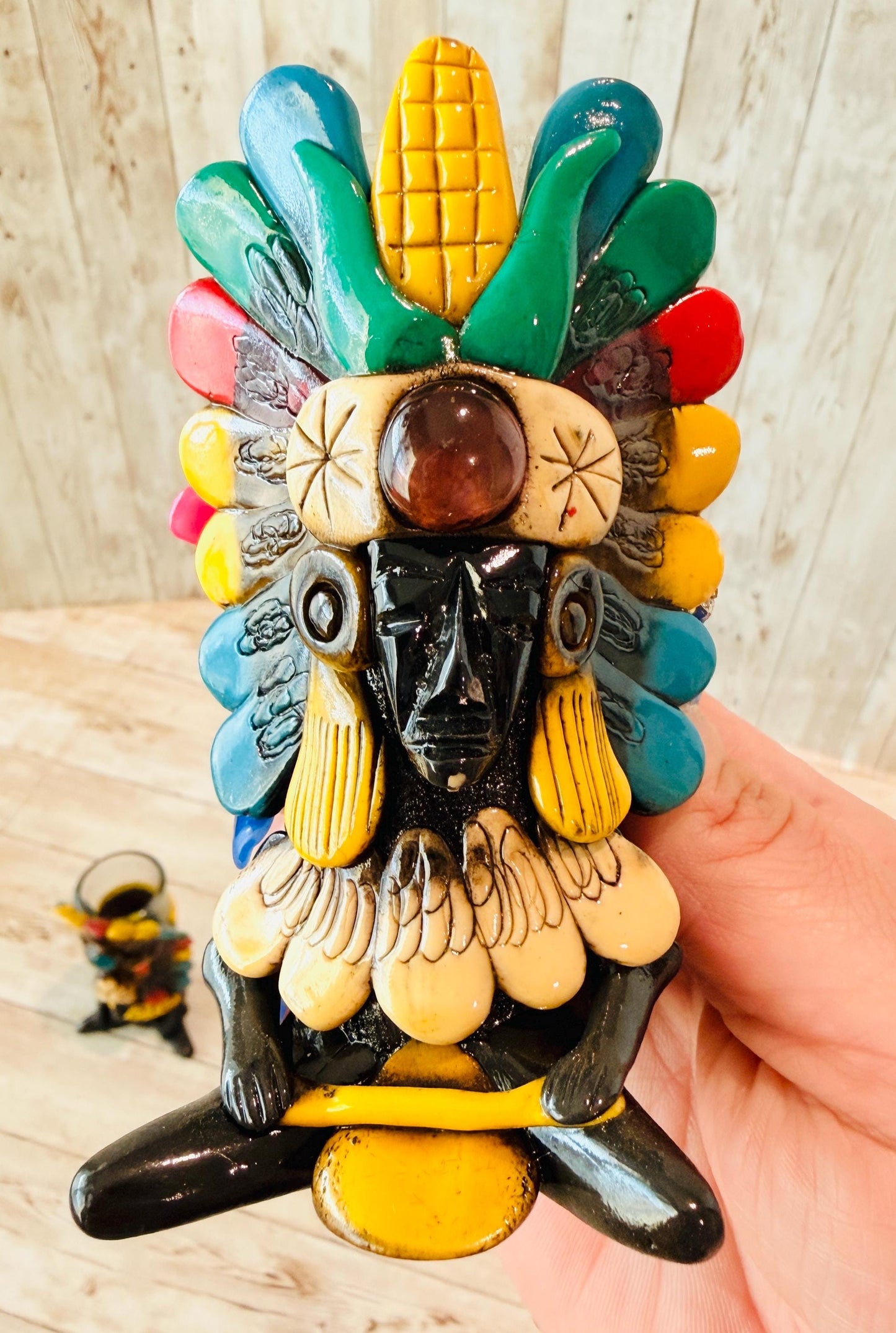3 Mexican Ceramic Handcrafted Aztec Mayan Warrior Shot Glasses 3 Vasos Tequilero Mexicanos de Azteca Maya
