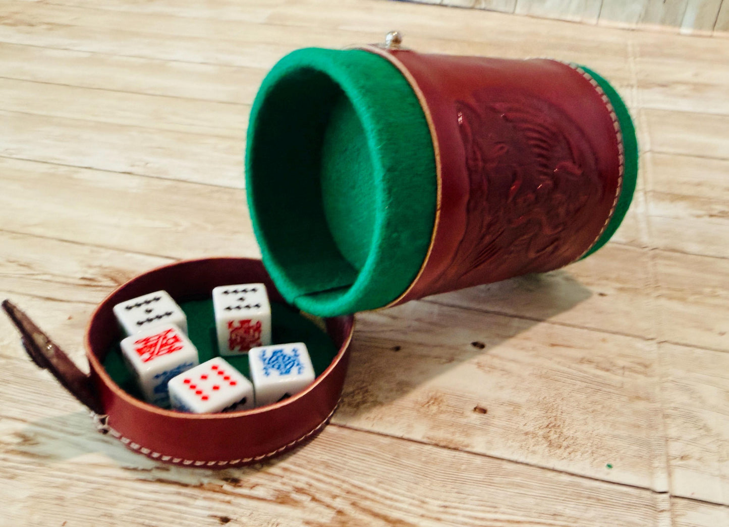 Cubilete Mexicano Mexican Poker Dice Cup Leather Engraved
