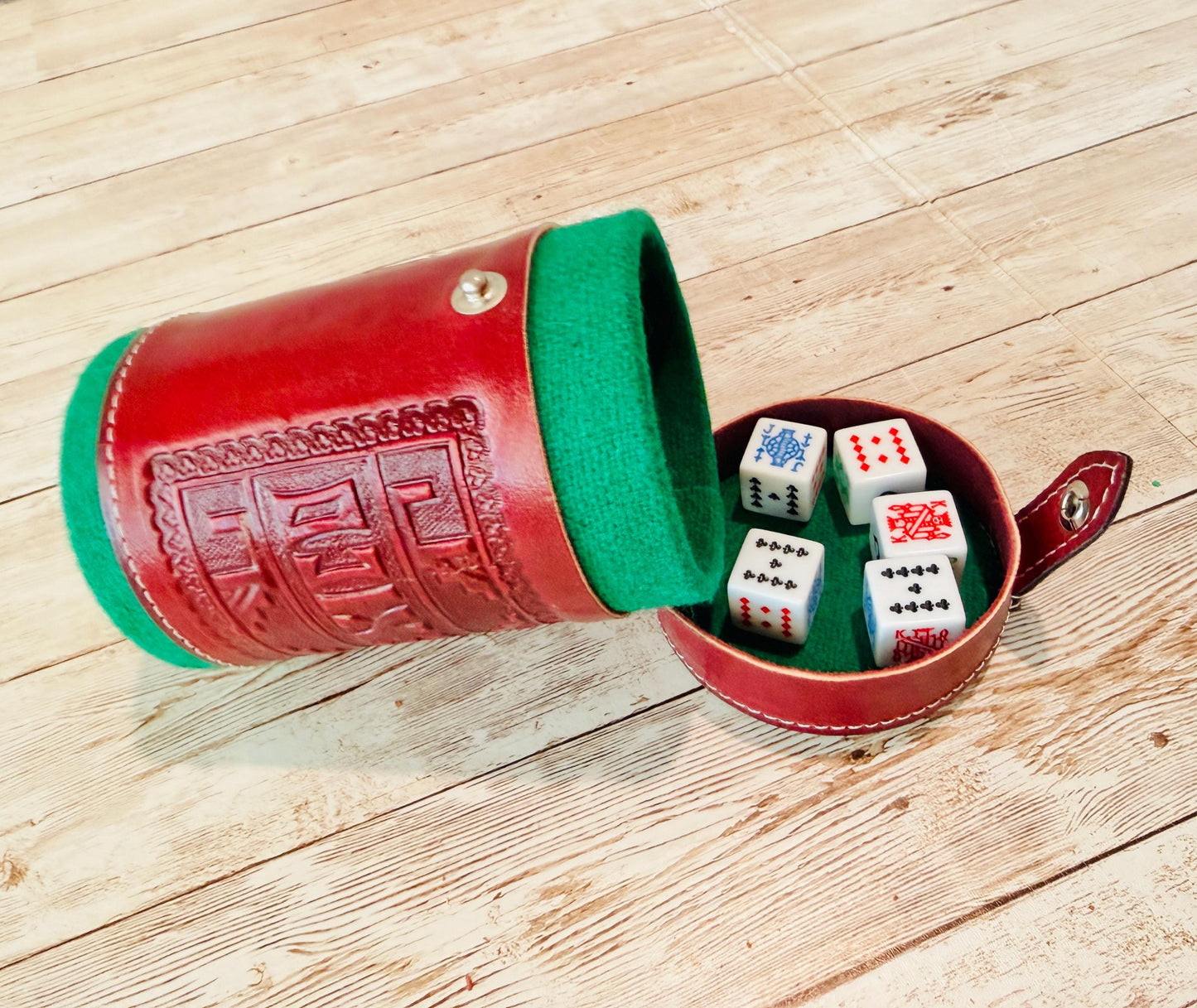 Cubilete Mexicano Mexican Poker Dice Cup Leather Engraved
