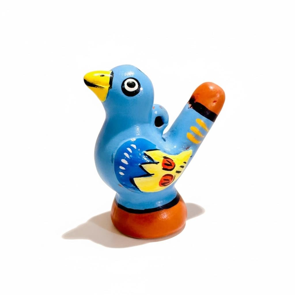 Mexican Ceramic Water Whistle Bird Silbato de Agua Ocarina Pajaro Mexicano Folk Art