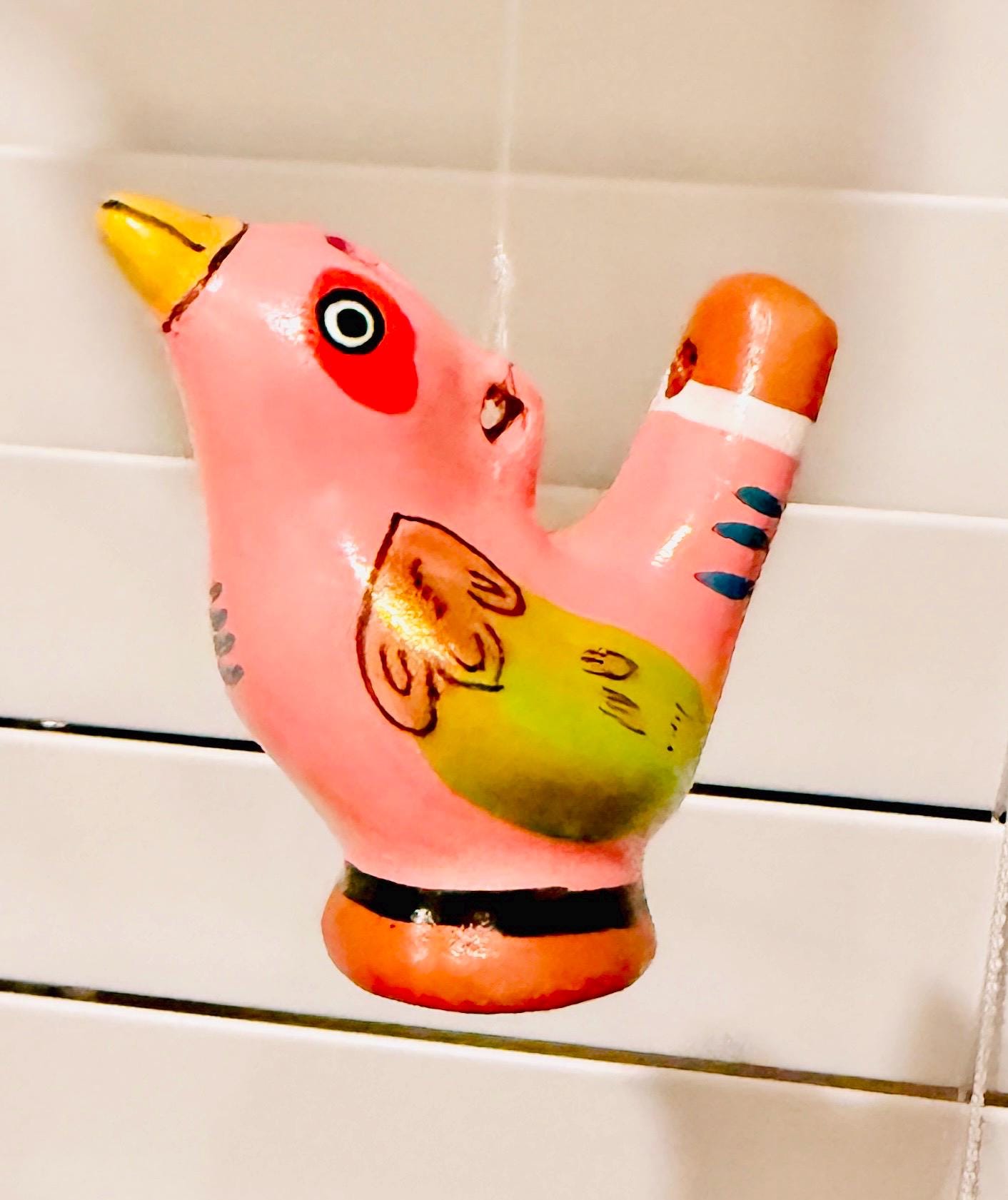 Mexican Ceramic Water Whistle Bird Silbato de Agua Ocarina Pajaro Mexicano Folk Art