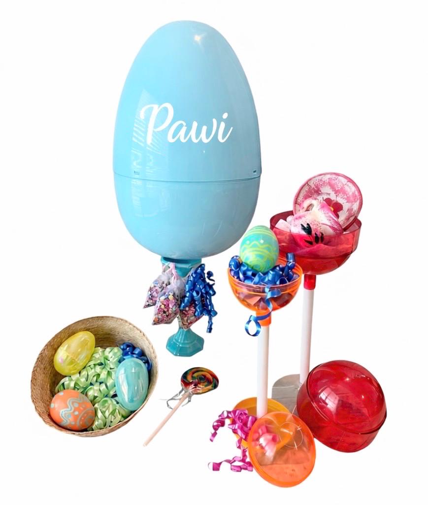 Personalized Large Easter Egg Candy/Gift Holder Basket with Lollipop Treat Containers Dulcero Personalizado de Pascua  Centro de Mesa