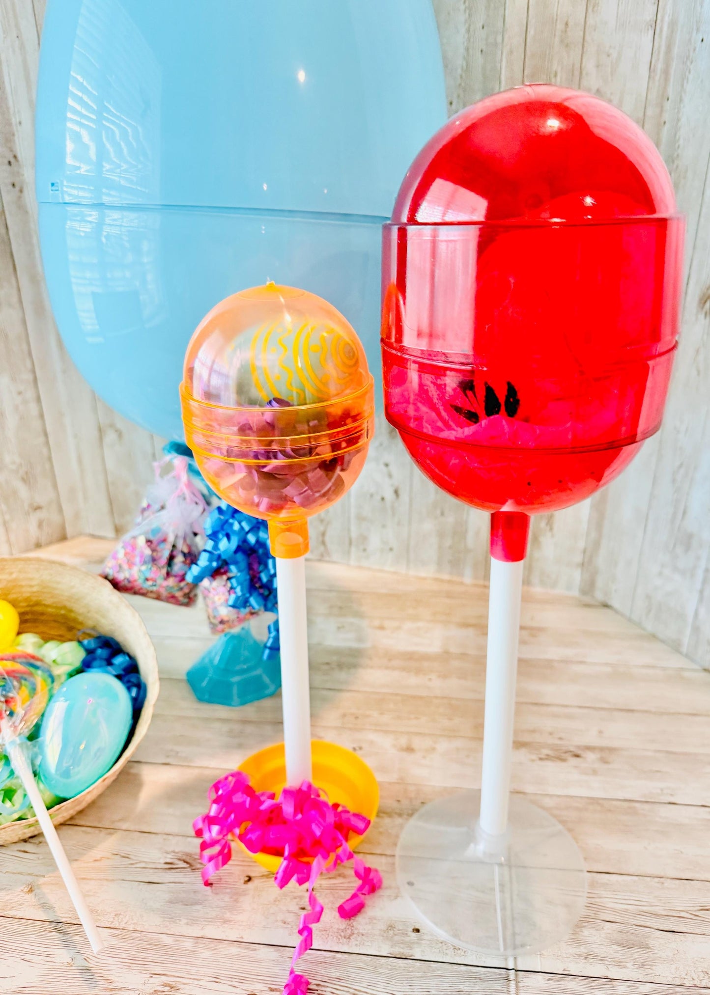 Personalized Large Easter Egg Candy/Gift Holder Basket with Lollipop Treat Containers Dulcero Personalizado de Pascua  Centro de Mesa