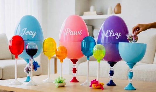 Personalized Large Easter Egg Candy/Gift Holder Basket with Lollipop Treat Containers Dulcero Personalizado de Pascua  Centro de Mesa