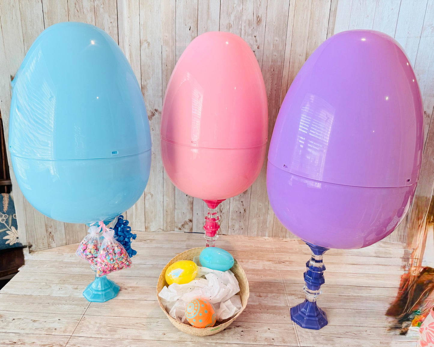 Personalized Large Easter Egg Candy/Gift Holder Basket with Stand Set de Pascua Personalizado con Nombre
