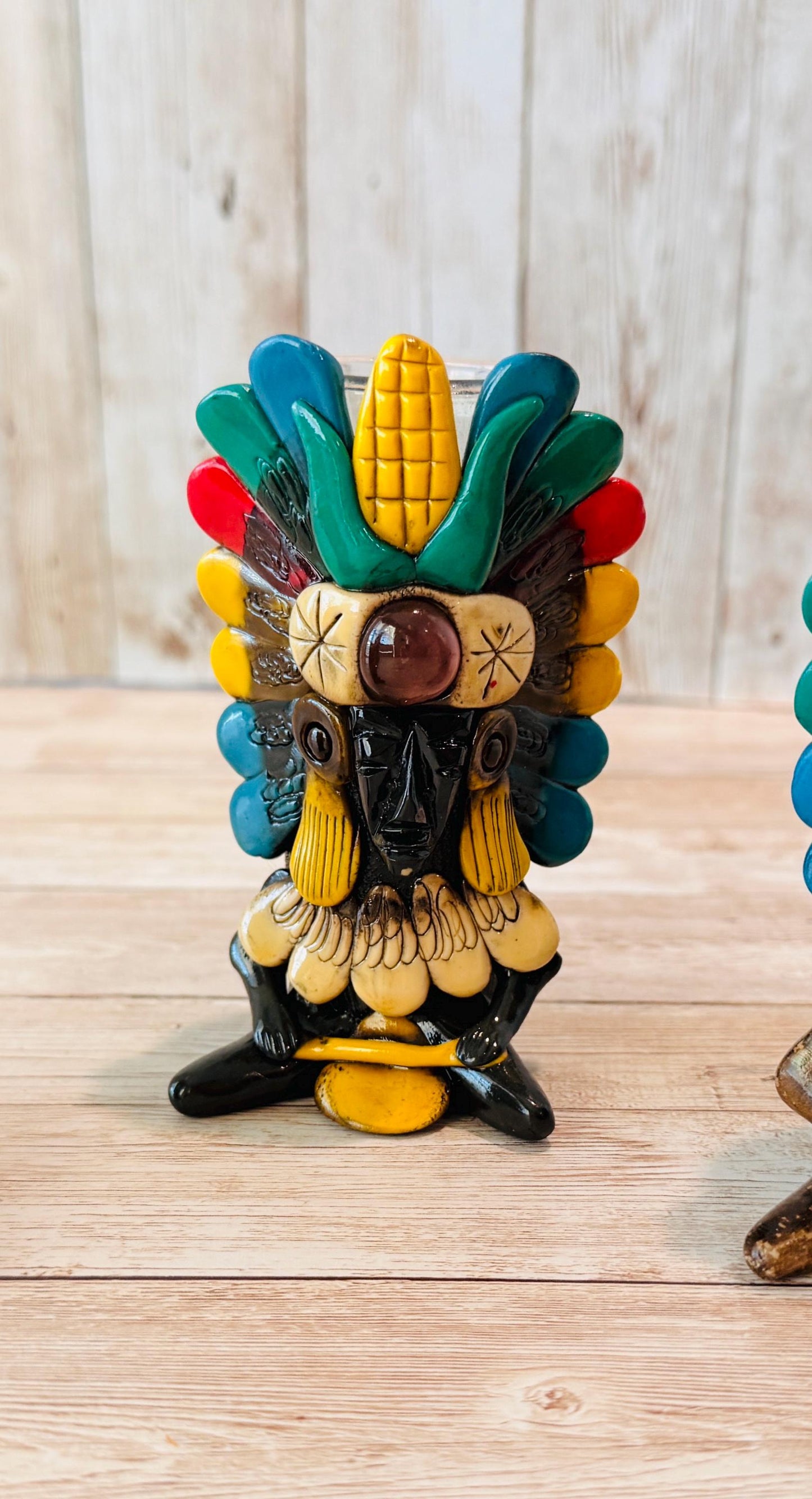 3 Mexican Ceramic Handcrafted Aztec Mayan Warrior Shot Glasses 3 Vasos Tequilero Mexicanos de Azteca Maya