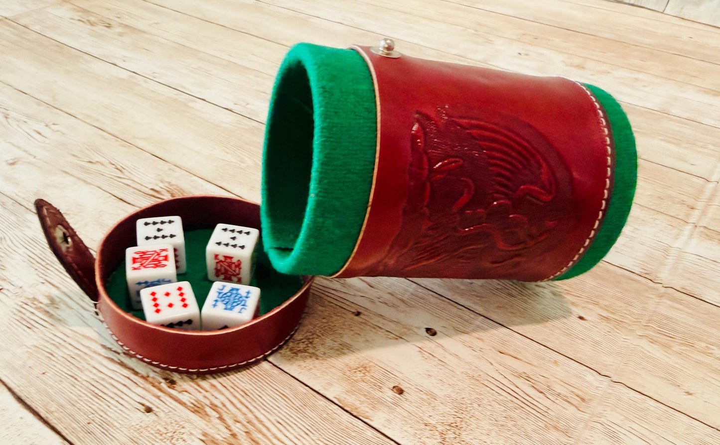 Cubilete Mexicano Mexican Poker Dice Cup Leather Engraved