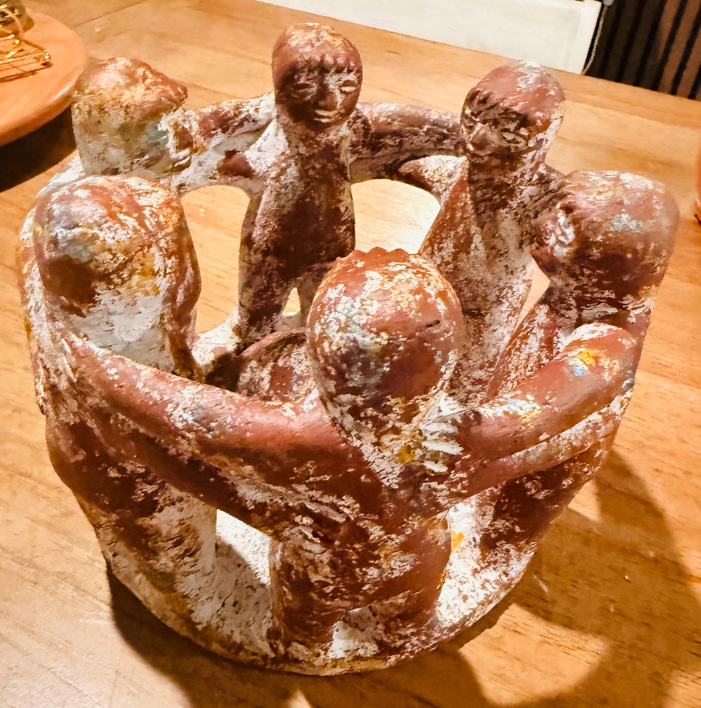 Mexican Clay Circle Friendship Sculpture Handmade Terracota Unity Candle Incense Holder Escultura de Amistad de Barro par Vela oh Incienso