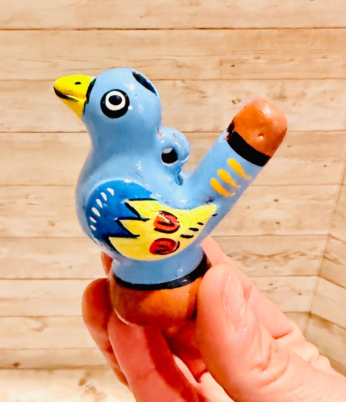 Mexican Ceramic Water Whistle Bird Silbato de Agua Ocarina Pajaro Mexicano Folk Art